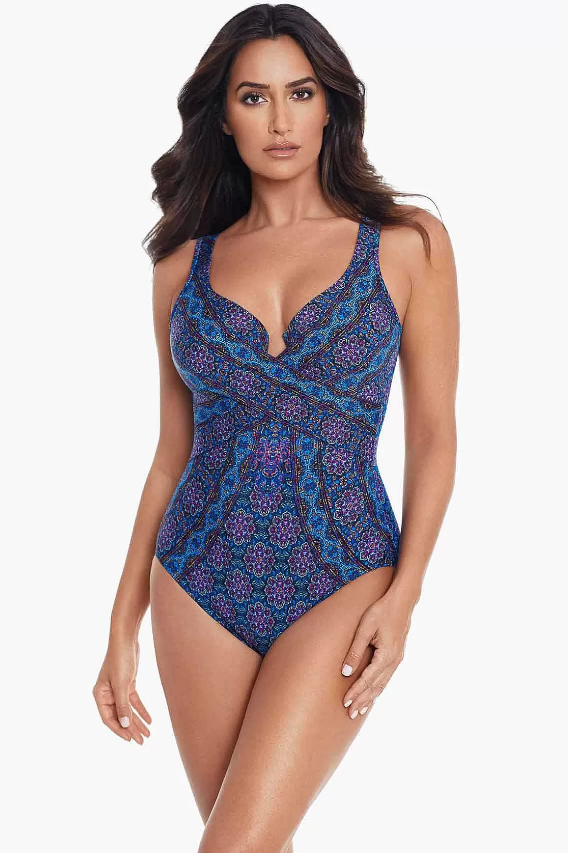 Miraclesuit Een Stuk<Danube Bleu Criss Cross Escape Zwempak Uit Een Stuk Multi