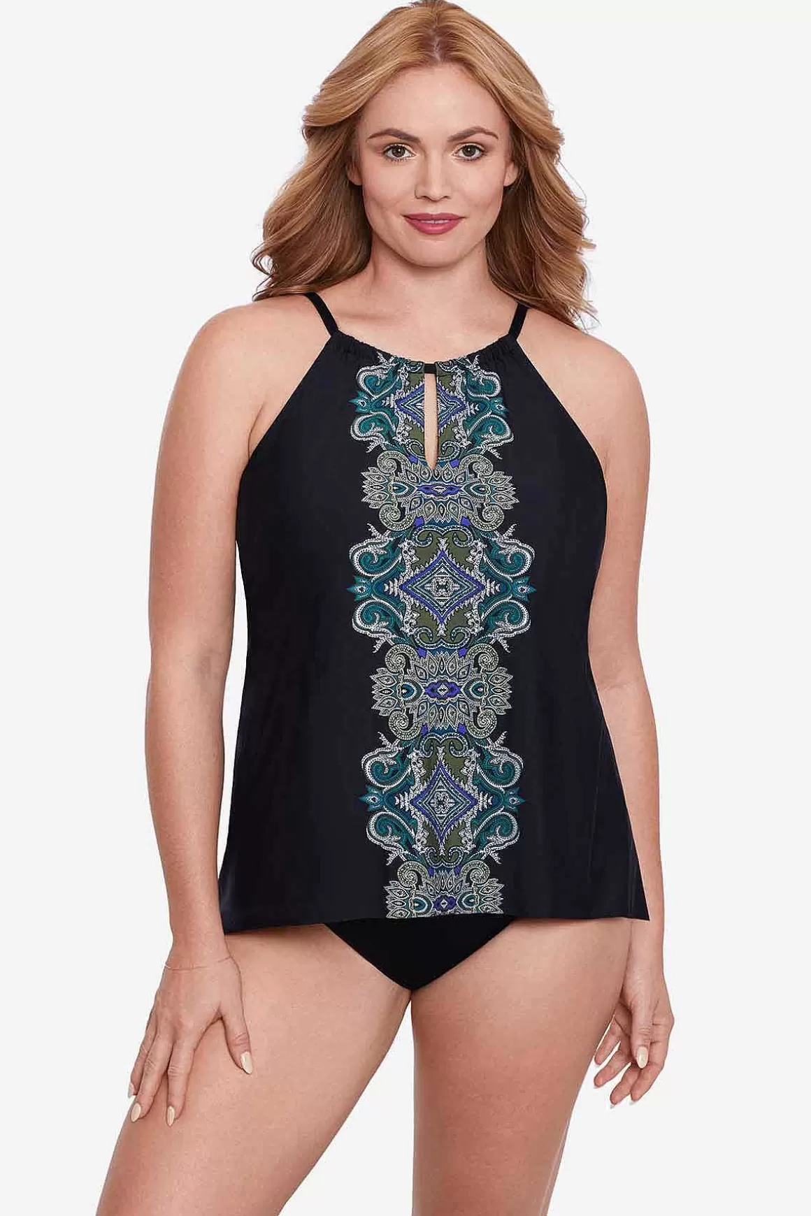 Miraclesuit Tankini-Topjes<Grote Maat Precioso Kijkgaatje Tankinitop Zwart/Multi