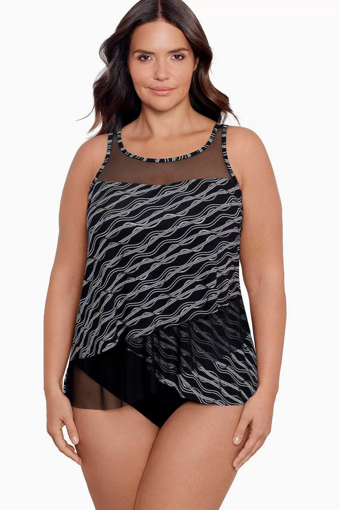 Miraclesuit Tankini-Topjes<Grote Maten Gekoppeld In Mirage Tankinitop Zwart/Multi