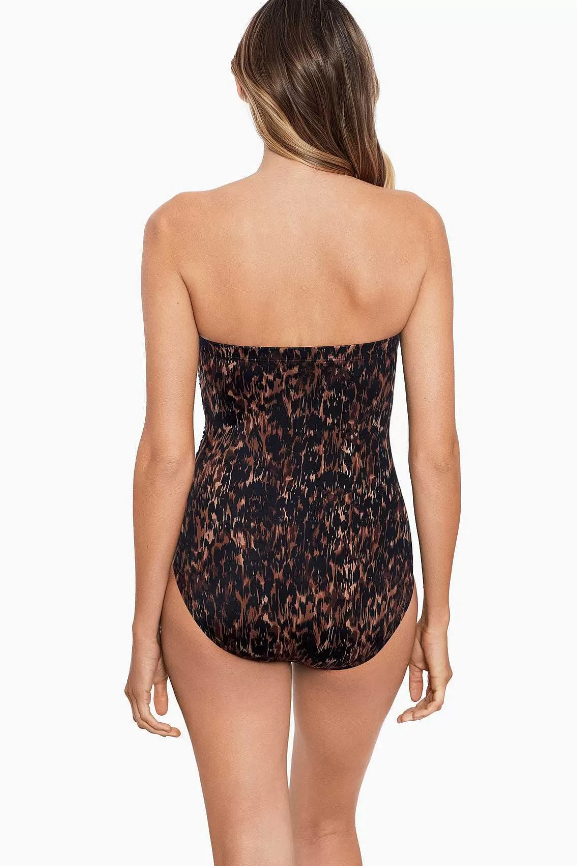 Miraclesuit Bandeau<Lange Torso Ongetemd Avanti Bandeau Badpak Uit Een Stuk Bruin/Multi