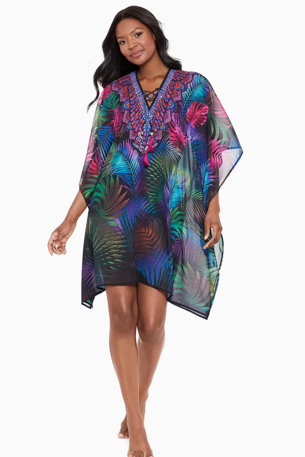 Miraclesuit Cover-Ups<Pixel Palmas Kaftan Zwemkleding Zwart/Multi