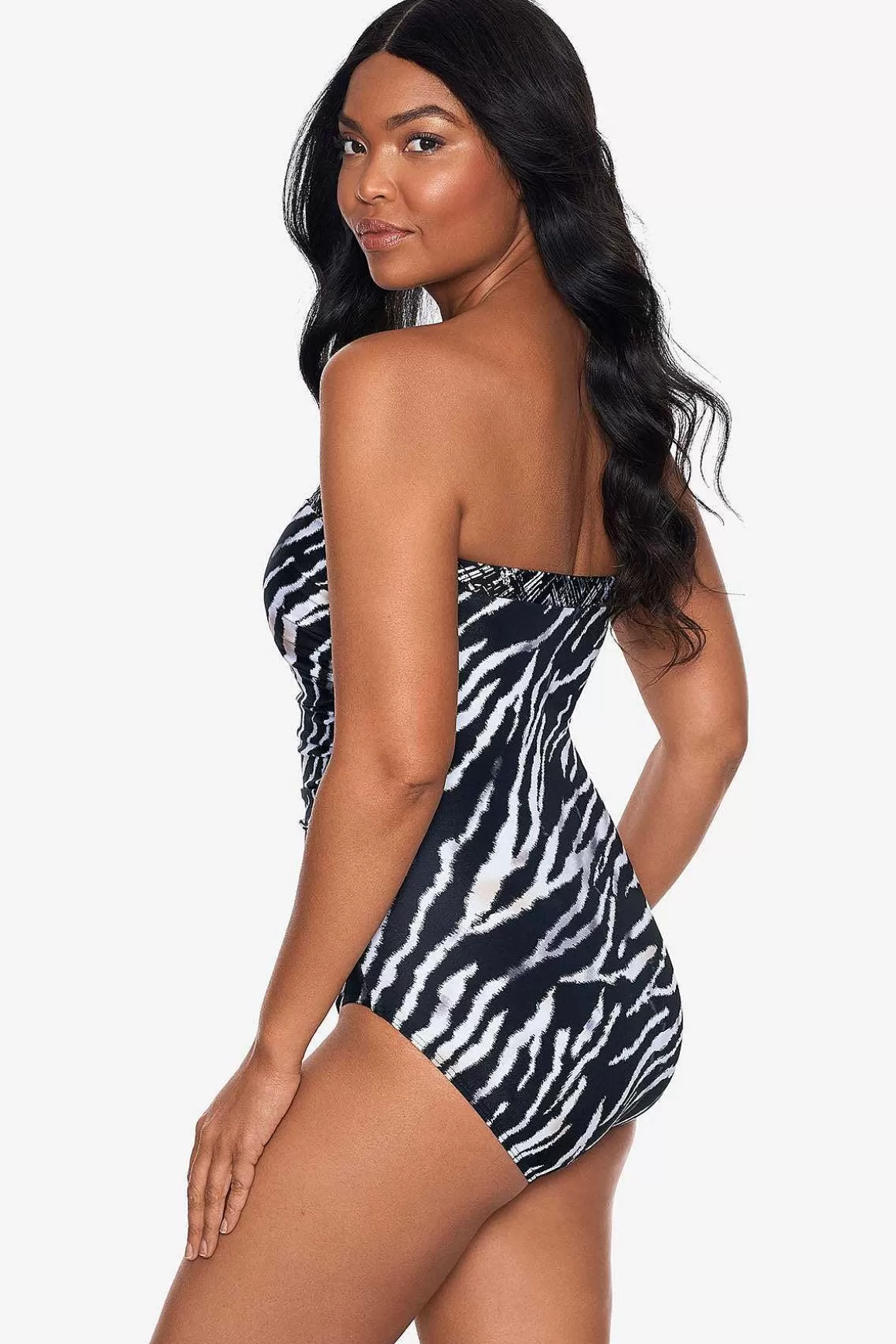 Miraclesuit Een Stuk<Tigre Sombra Avanti Bandeau-Badpak Zwart Wit