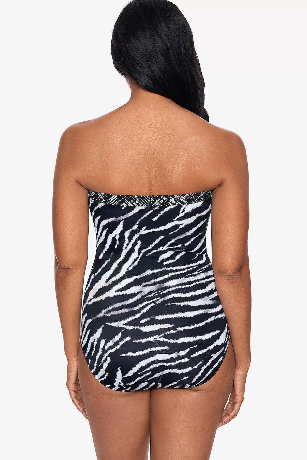 Miraclesuit Een Stuk<Tigre Sombra Avanti Bandeau-Badpak Zwart Wit