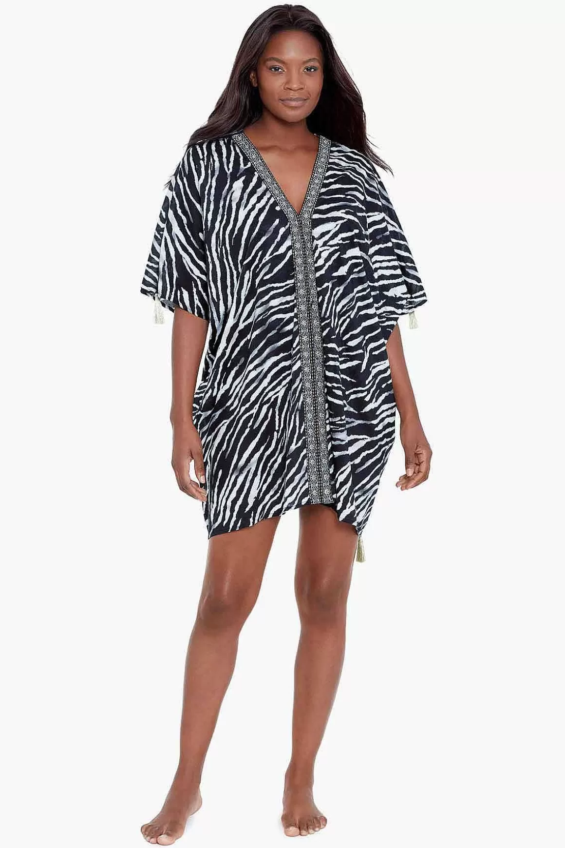 Miraclesuit Cover-Ups<Tigre Sombre Caftan Zwembedekking Zwart Wit