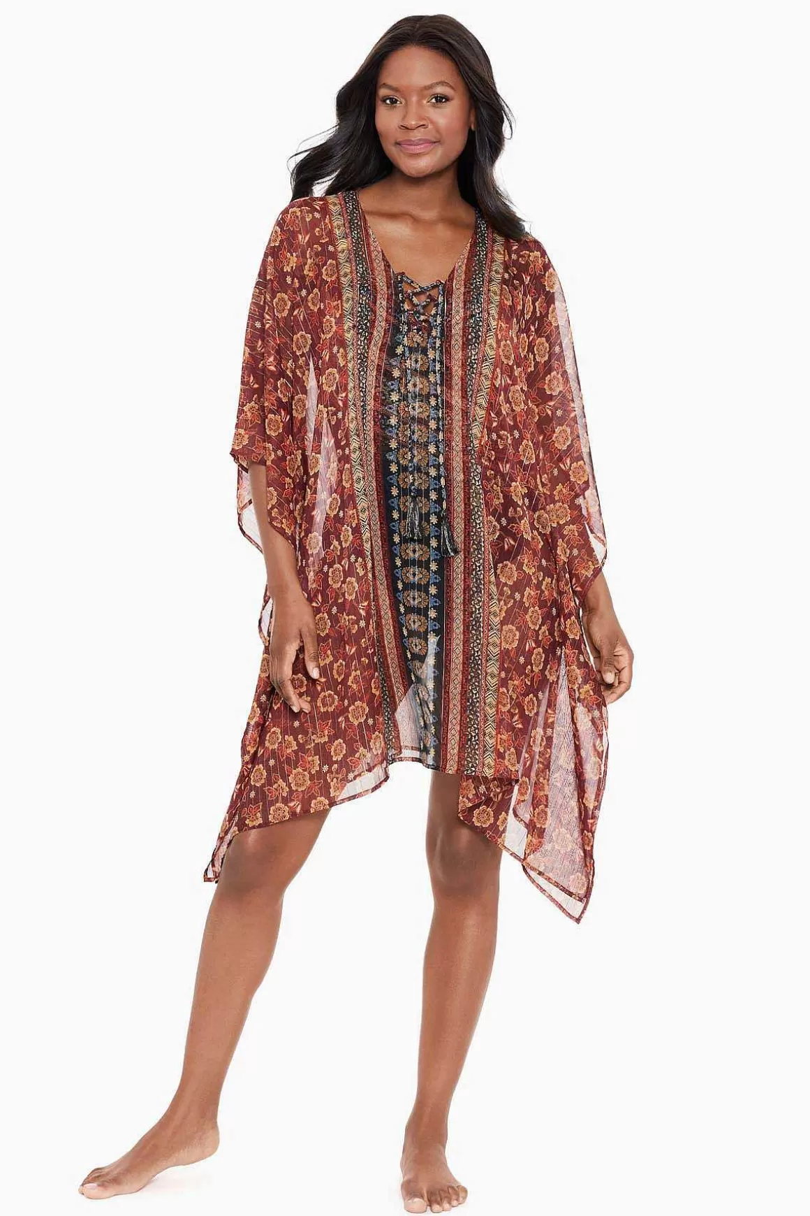 Miraclesuit Cover-Ups<Zwina Kaftan Swim Cover Up Zwart/Multi